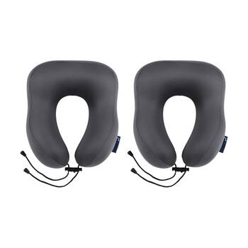 2PK Paklite Neck Pillow Travel Comfort Lightweight Charcoal 26x28x13cm