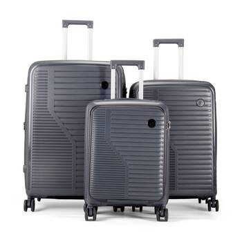 3pc Paklite Contrail Luggage Set TSA Lock Spinner Travel Charcoal