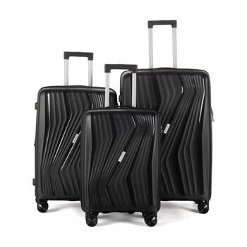 3pc  Paklite Cruise Luggage Set TSA Lock Expandable Travel Black