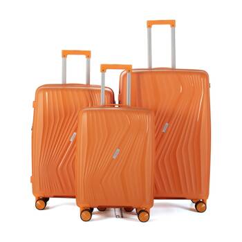 3pc  Paklite Cruise Set Luggage TSA Lock Spinner Wheels Orange