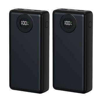 2PK Laser 20000mAh Power Bank Charger With LED Battery Level Display Blk