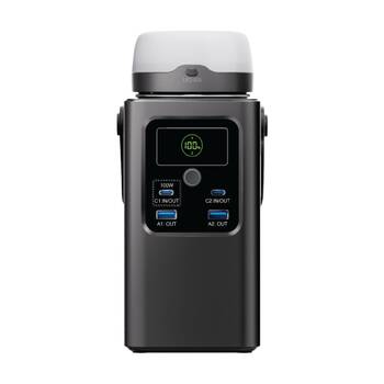 Chargecore 62000mAh LiFePO4 Power Bank 100W USB-C W/ Magnetic Lantern Black