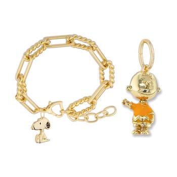 Couture Kingdom Peanuts Gold Accessory Snoopy Bracelet & Charm