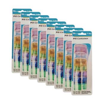8PK Braz 7 Day Weekly Organiser Pill Container W/ Screw Type Lid Assorted