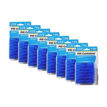 8PK Braz 7 Day Weekly Organiser Pill Box W/ Labelled Trays Assorted