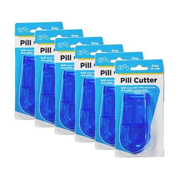 6PK Braz Portable Plastic Precise Splitter Pill Cutter W/ Hinged Lid Assorted