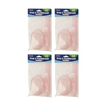 4x 2pc Braz Travel Storage Soap & Toothbrush Holder Cases Set Assrtd