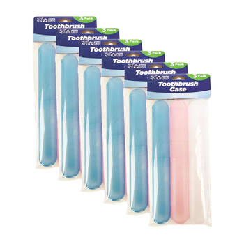 6x 3pc Braz Toothbrush Storage Travel Protector Cases Set Multi Colour