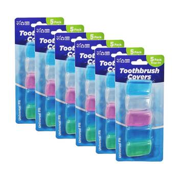 6x 5pc Braz Plastic Snap-On Universal Fit Toothbrush Covers Set Multi Colour