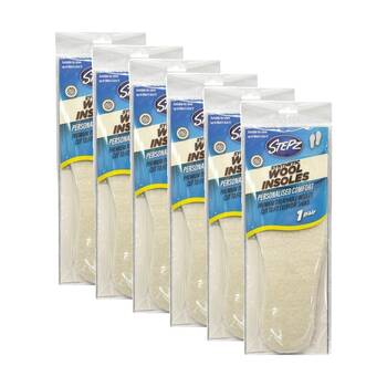 6PK Stepz Personalised Comfort Wool Synth Insoles Pair Size 5-10 Women's Shoes