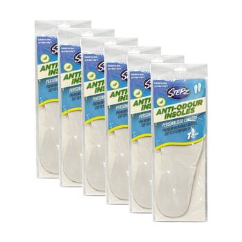 6PK Stepz Personalised Comfort Anti Odour Insoles Pair Up to Size 11 Men's Shoes