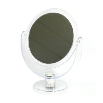 Braz Dual Sided Small Tabletop Makeup Mirror W/ Adjustable Stand
