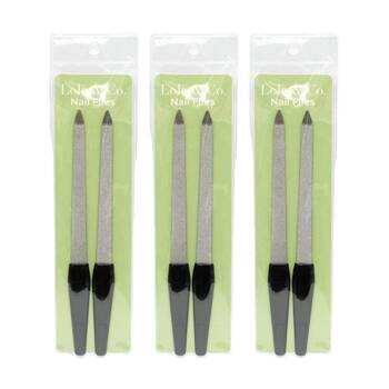 3x 2pc Lola & Co Abrasive Pointed Tips Metal Nail Files W/ Handle