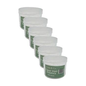 6x 500pc Lola & Co Elastic Hair Ties In Tub Women's Accessories Clear