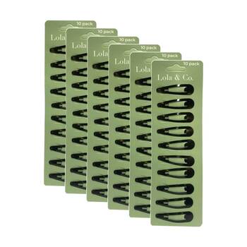 6x 10pc Lola & Co Snap Hair Clip Set Women's Accessories Black