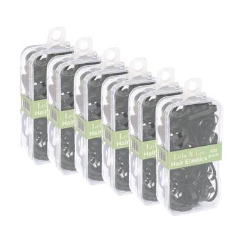 6x 100pc Lola & Co Thick Elastic Hair Ties Set Women's Accessories Black