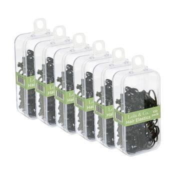 6x 100pc Lola & Co Thin Elastic Hair Ties Set Women's Accessories Black