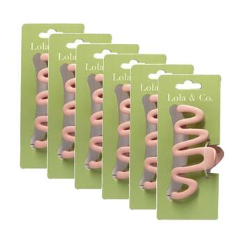6PK Lola & Co Hair Claw Clip Women's Accessories Squiggle 11cm Assorted