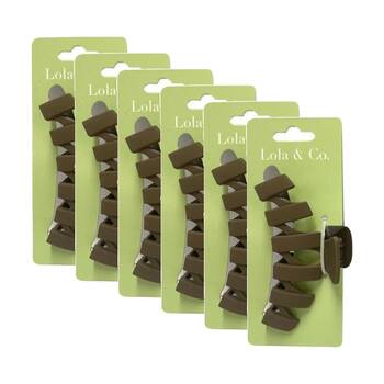 6PK Lola & Co Hair Claw Clip Women's Accessories Zigzag 11cm Assorted