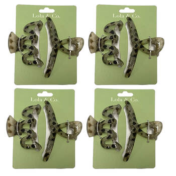 4PK Lola & Co Hair Claw Clip Set Women's Accessories Clear/Leopard