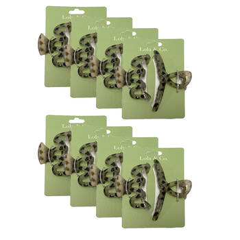 8PK Lola & Co Hair Claw Clip Set Women's Accessories Clear/Leopard