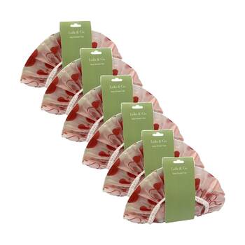 6PK Lola & Co Hair Protection Vinyl Shower Cap W/ Elastic Band Assorted