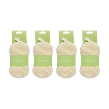 4PK Lola & Co Exfoliating Bath Shower Loofah Scrubbing Sponge W/ Hanging Loop