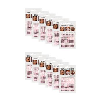12PK Braz Mini Gem Body Sticker Set Nail Face & Hair Accessories 15x10cm Assrtd