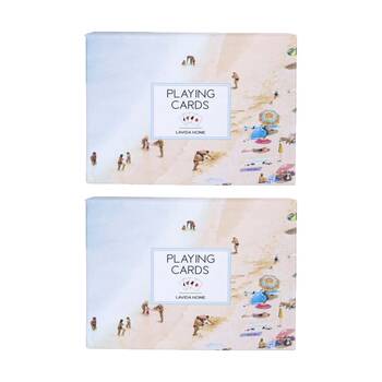 2PK LVD Beach-Themed Poker/Game Playing Cards Standard Deck 8.9x6.3cm
