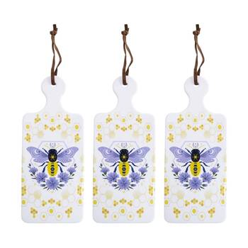 3PK LVD Bee Folk Rectangular Ceramic/Cork Trivet Home Kitchen Decor 30x12cm