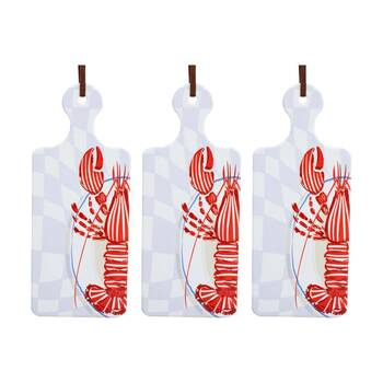 3PK LVD Lobster Rectangular Ceramic/Cork Trivet Home Kitchen Decor 30x12cm