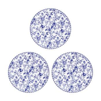 3PK LVD French Country Ceramic/Cork Kitchen Trivet/Placemat 25x25cm White/Blue