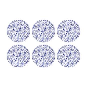 6PK LVD French Country Ceramic/Cork Kitchen Trivet/Placemat 25x25cm White/Blue