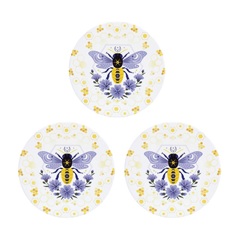 3PK LVD Boho Bee Ceramic/Cork Kitchen Trivet/Placemat 25x25cm Multicoloured