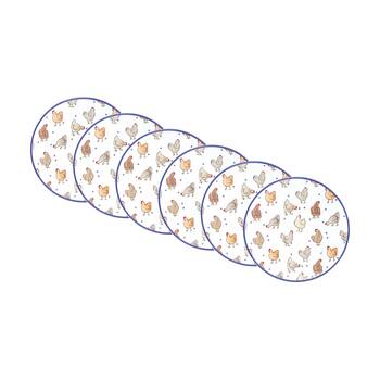 6PK LVD Chickens Ceramic/Cork Kitchen Trivet/Placemat 25x25cm Multicoloured