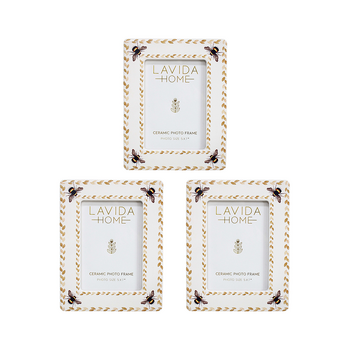 3PK LVD 5x7 Inch Bee Ceramic Table/Wall Decor Picture/Photo Frame 23x18x1cm