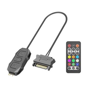 Cruxtec PCL-SK02-BK SK1 Controller SATA 15-Pin Male to 5V 3-Pin W/ Remote ARGB