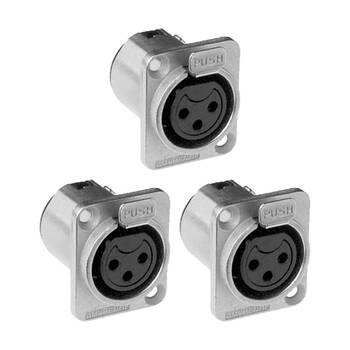 3PK Amphenol 3 Pin Panel XLR Socket Metal Square Xlr Connector Audio