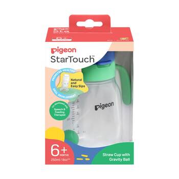 2pc Pigeon StarTouch Straw Cup W/ Gravity Ball 6M+ 250ml Mint To Be