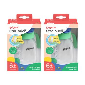 2x 2pc Pigeon StarTouch Straw Cup With Gravity Ball 6M+ 250ml Mint To Be