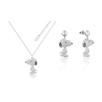 Couture Kingdom Peanuts Silver Snoopy & Charlie Brown Earrings & Necklace