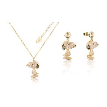 Couture Kingdom Peanuts Gold Snoopy & Charlie Brown Drop Earrings & Necklace