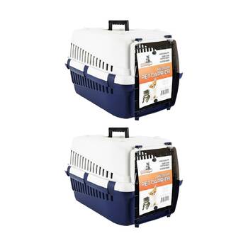 2PK Braz Pet Dog & Cat Carrier W/ Vented Door Top Handle 49x33x30cm M Assrtd