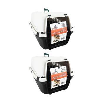 2PK Braz Pet Dog & Cat Carrier W/ Vented Metal Door Top Handle 58x38x34cm L