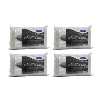4PK Jason Charcoal Infused Firm Support Pillow W/ Satin Piped Edging Standard