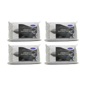 4PK Jason Charcoal Infused Medium Support Pillow W/ Satin Piped Edging Standard
