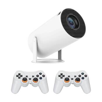 3pc Laser Portable Smart Projector With Games & Two Controllers White
