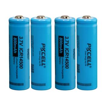 2x 2pc Pkcell 3.7V 800Mah 14500 Li-Ion Battery Rechargeable Shrink