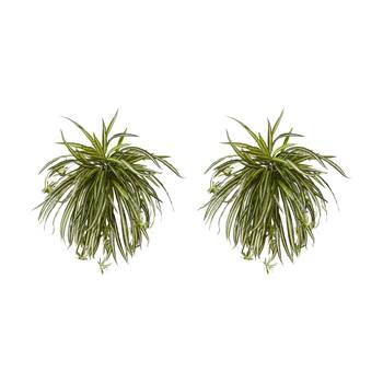2PK E Style Spider Plant Variegated Indoor Outdoor Plastic Wire 58x58x50cm