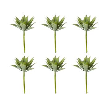 6PK E Style Agave Mini Indoor Artificial Plant Stem Wire Grey Green 12x12x12cm